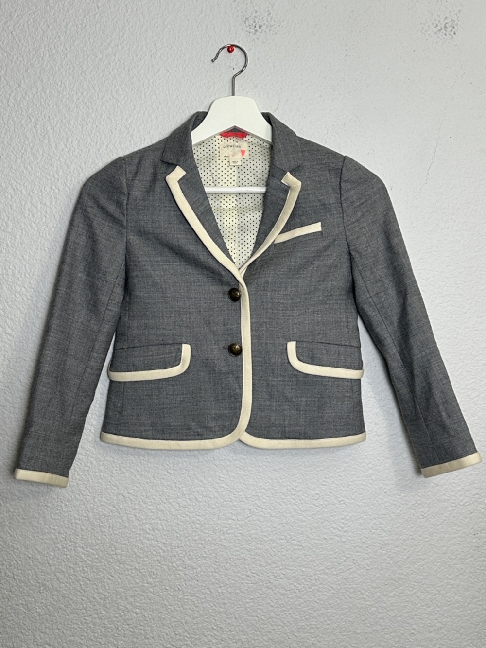 Crewcuts J. Crew Gray Blazer Jacket Youth Girl Size 8 Wool Blend Preppy Academia